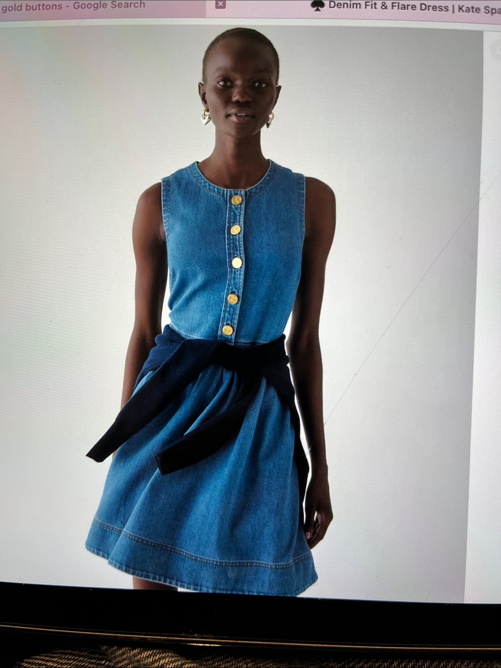 kate spade Sleeveless Denim Button-Front Dress - Blue